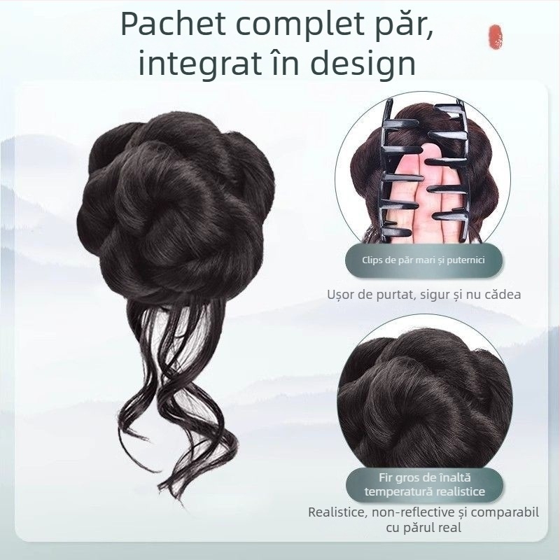 Perucă cu coadă – complet lucrată manual, sârmă rezistentă la temperaturi, nu se poate vopsi sau da cu perm, versiune personalizată (stil cozii: strâns)