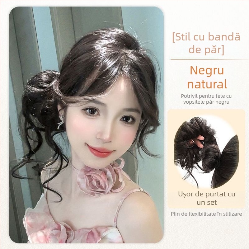 Perucă cu coadă – complet lucrată manual, sârmă rezistentă la temperaturi, nu se poate vopsi sau da cu perm, versiune personalizată (stil cozii: strâns)