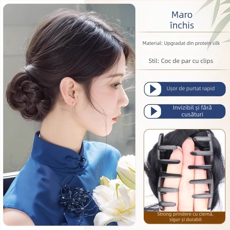 Perucă cu coadă – complet lucrată manual, sârmă rezistentă la temperaturi, nu se poate vopsi sau da cu perm, versiune personalizată (stil cozii: strâns)