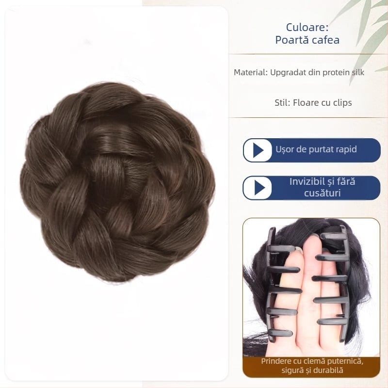 Perucă cu coadă – complet lucrată manual, sârmă rezistentă la temperaturi, nu se poate vopsi sau da cu perm, versiune personalizată (stil cozii: strâns)