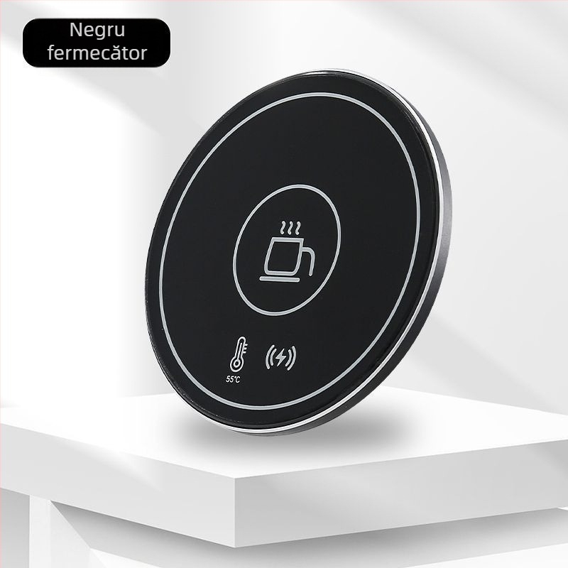 Suport încălzitor pentru pahar cu încărcare wireless – carcasă ceramică, fără întrerupere automată, fără cablu