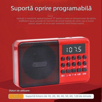 C6 player MP3 karaoke Bluetooth multifuncțional cu afișaj digital; redare USB/TF; Ieșire 5W; SNR ≥53 dB; baterie 1000–1999 mAh