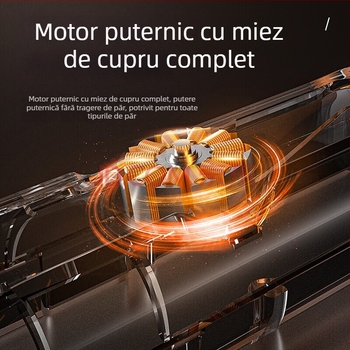 Mașină de tuns electrică pentru uz casnic - lame ceramice, baterie încorporată 1000-1200 mAh, autonomie 1-3 h, corp complet lavabil, afișaj digital