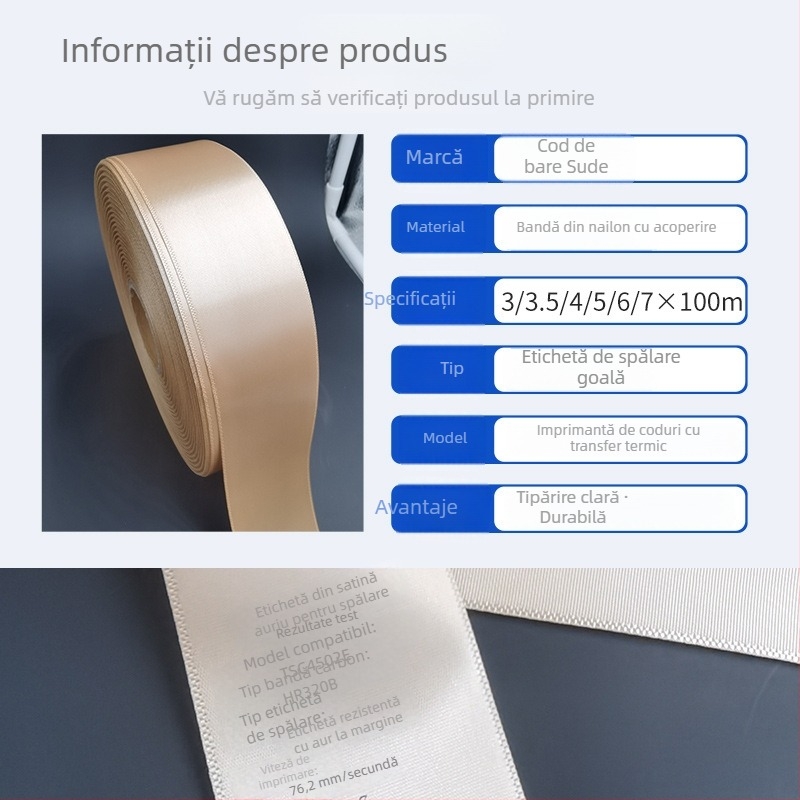 Etichetă de spălare cu bandă împletită groasă, din material de densitate înaltă; potrivită pentru îmbrăcăminte, prosoape, pantofi, pălării și genți