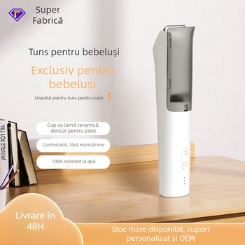 Trimmer pentru bebeluși, impermeabil, silențios, reîncărcabil, lame ceramice, model HC-W008