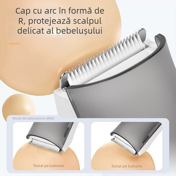 Trimmer pentru bebeluși, impermeabil, silențios, reîncărcabil, lame ceramice, model HC-W008