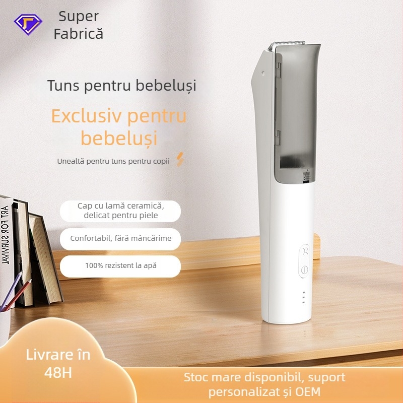 Trimmer pentru bebeluși, impermeabil, silențios, reîncărcabil, lame ceramice, model HC-W008