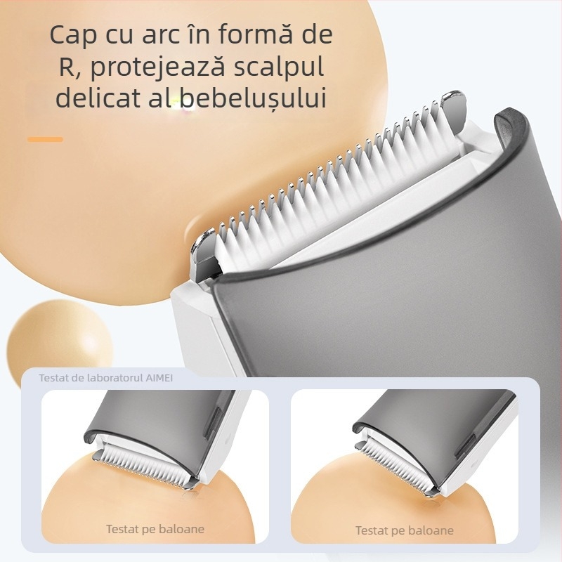 Trimmer pentru bebeluși, impermeabil, silențios, reîncărcabil, lame ceramice, model HC-W008