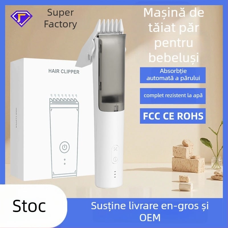 Tăietor pentru bebeluși HC-W008, baterie încorporată 500–800 mAh, autonomie 0–1 h, impermeabil, lamă ceramică