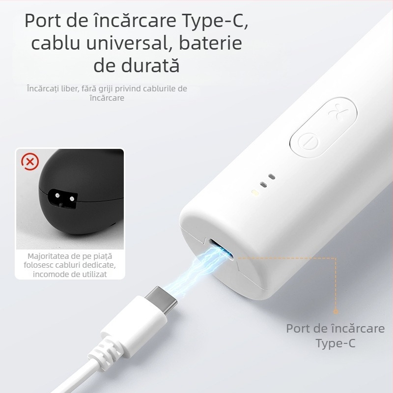 Tăietor pentru bebeluși HC-W008, baterie încorporată 500–800 mAh, autonomie 0–1 h, impermeabil, lamă ceramică