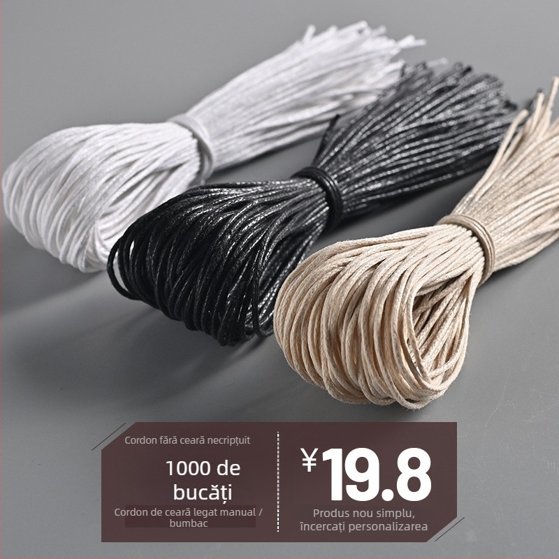 Șnur etichetă pentru îmbrăcăminte, legare manuală din sfoară cerată, fir de bumbac, reutilizabil, cataramă din plastic, pentru haine
