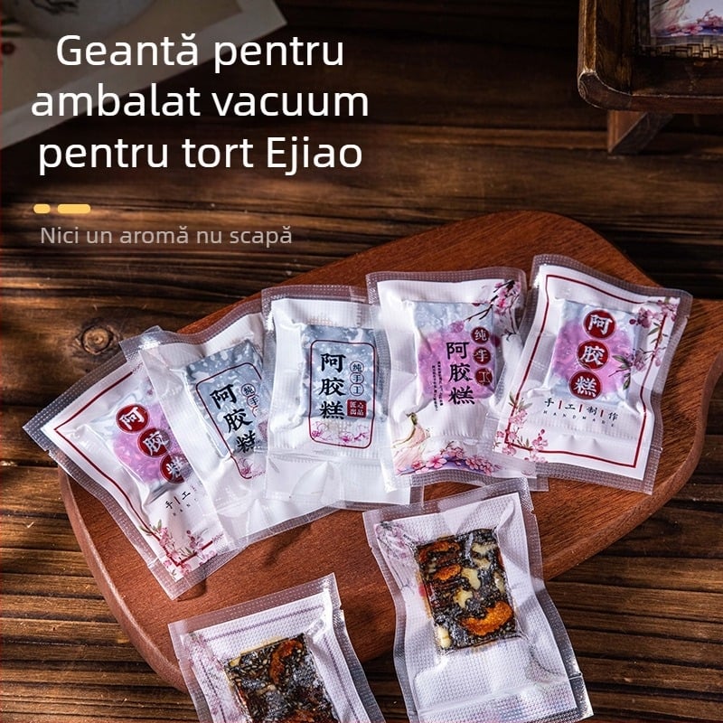 Pungă de vid pentru ambalare alimentară, suprafață netedă, sigilare bidirecțională; Material: poliester; Utilizare: ambalare alimentară; Etichetă privată licențiată