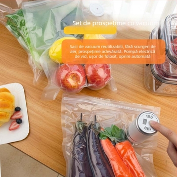 Sac vacuum pentru alimente — Material PA+PE îngroșat, tip de aspirație, fără pompă, sac de depozitare vacuum pentru uz casnic (2025)