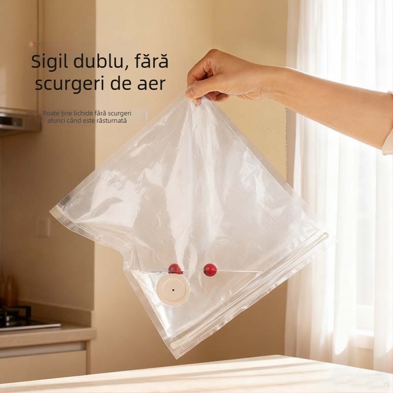 Sac vacuum pentru alimente — Material PA+PE îngroșat, tip de aspirație, fără pompă, sac de depozitare vacuum pentru uz casnic (2025)
