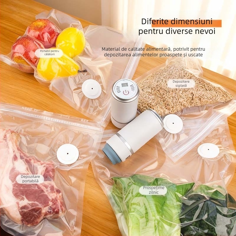 Sac vacuum pentru alimente — Material PA+PE îngroșat, tip de aspirație, fără pompă, sac de depozitare vacuum pentru uz casnic (2025)