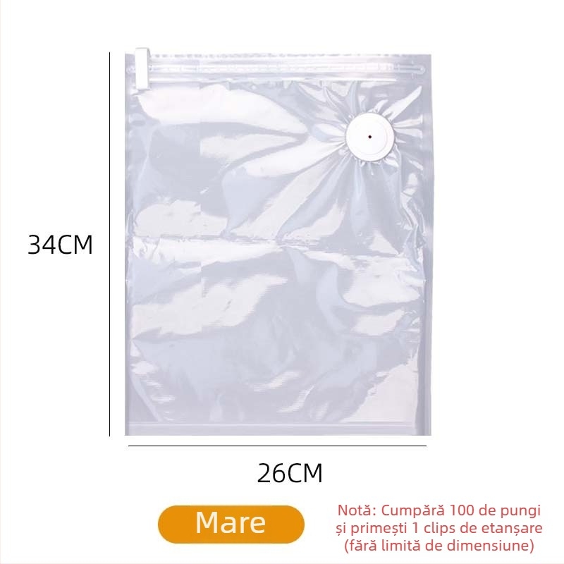 Sac vacuum pentru alimente — Material PA+PE îngroșat, tip de aspirație, fără pompă, sac de depozitare vacuum pentru uz casnic (2025)