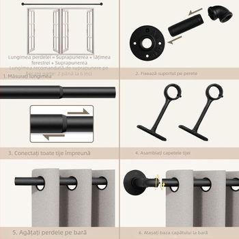 Bară pentru perdea - Extensibilă, Stil Industrial Nordic, Oțel cu carbon, Personalizabilă, Etichetă privată licențiată, Brand: Ijiale