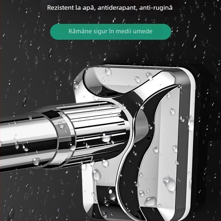 Laijie bară telescopică pentru duș fără găuri, fără montaj, pentru uscat haine pe balcon, oțel inoxidabil, stil modern minimalist