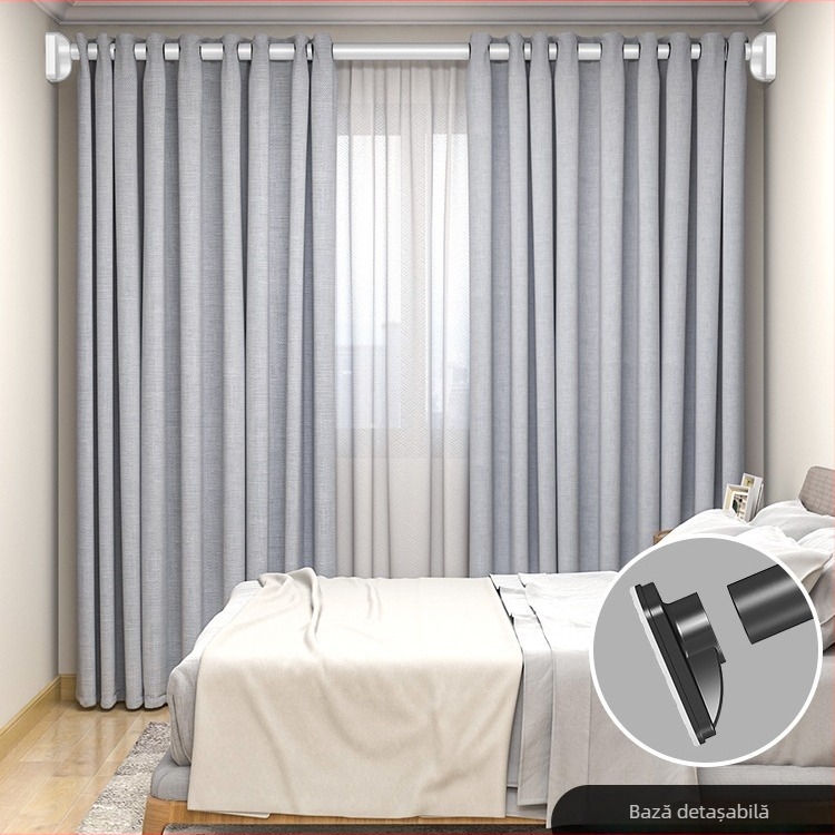 Laijie bară telescopică pentru duș fără găuri, fără montaj, pentru uscat haine pe balcon, oțel inoxidabil, stil modern minimalist