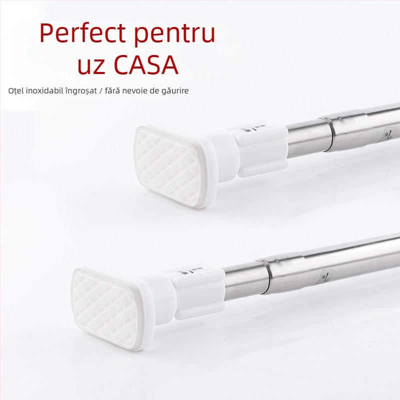 Bară telescopică din oțel inoxidabil pentru baie, pentru perdele și haine — montaj fără găuri