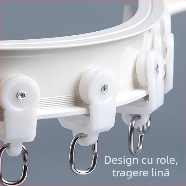 Sistem de șine pentru perdele din aluminiu — șine curbate și drepte, pentru fereastră în unghi, montaj de sus sau pe lateral, șine simple sau duble, glisare silențioasă