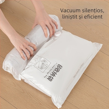 Sac vacuum pentru haine, uz casnic, cu pompă, material PET+PE, model sac de comprimare