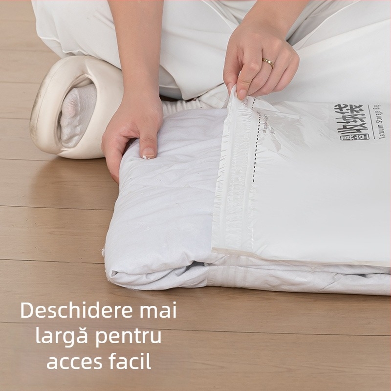 Sac vacuum pentru haine, uz casnic, cu pompă, material PET+PE, model sac de comprimare