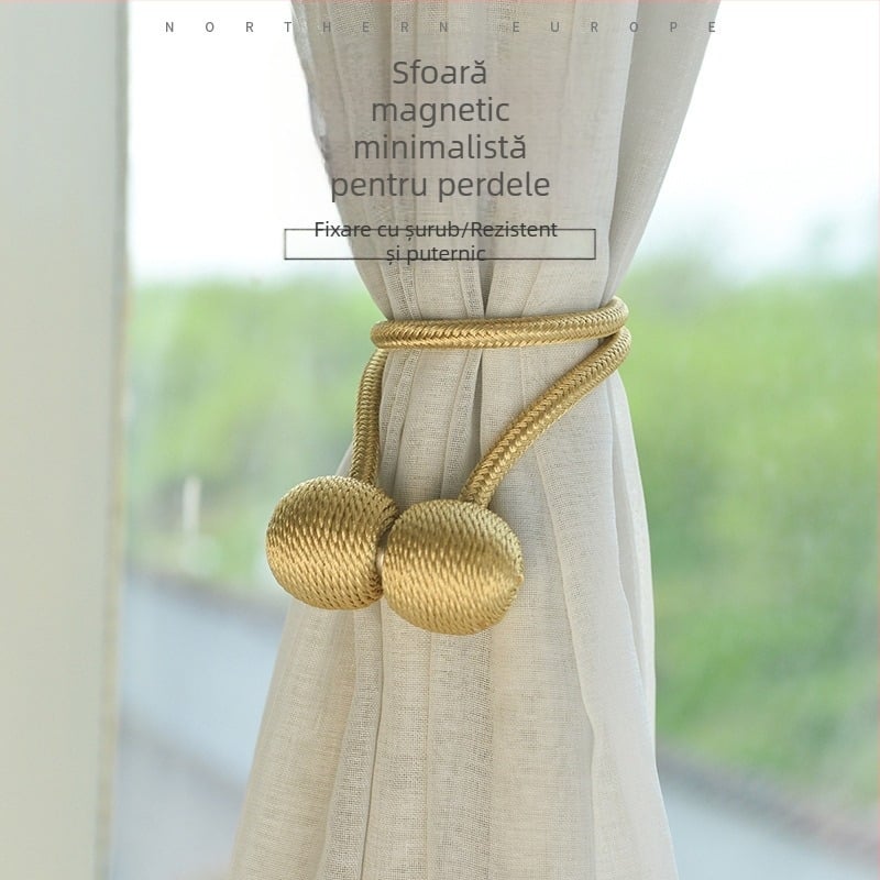 Curea magnetică pentru perdea, închidere magnetică, montaj fără găuri, stil modern minimalist, personalizabil (Zhengyan)