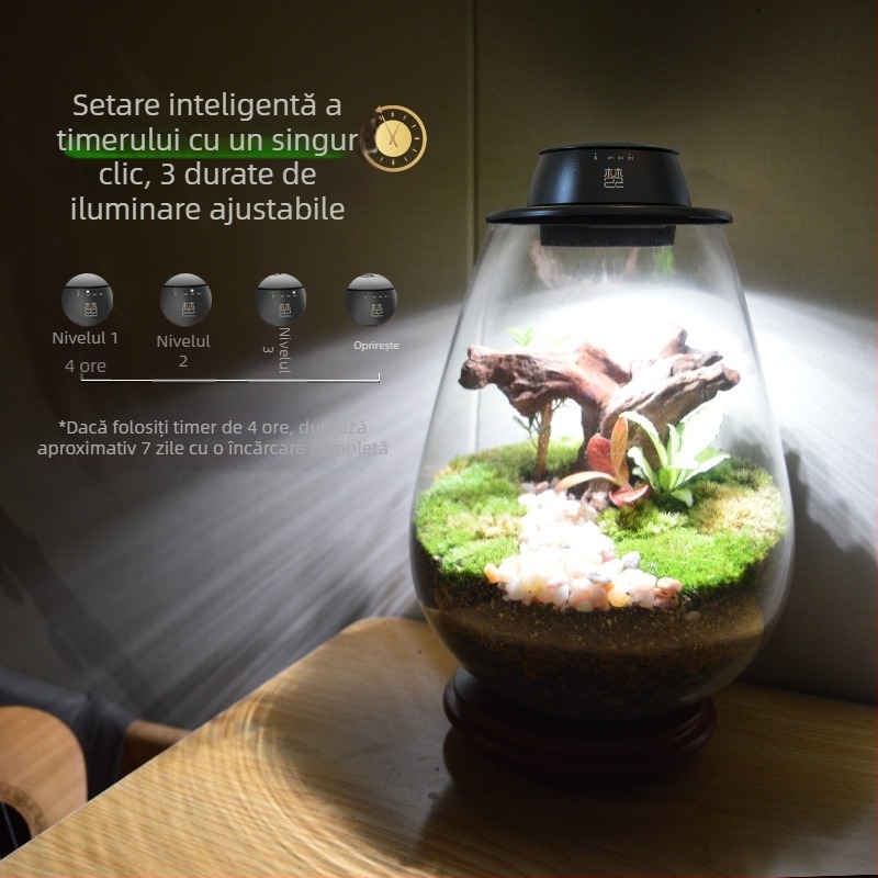 Lumină de creștere pentru plante, reîncărcabilă, pentru micro peisaj cu borcan de mușchi, LED cu spectru complet, 4 LED-uri, 140 lm, IP65, 220 V, durată de viață 3–5 ani