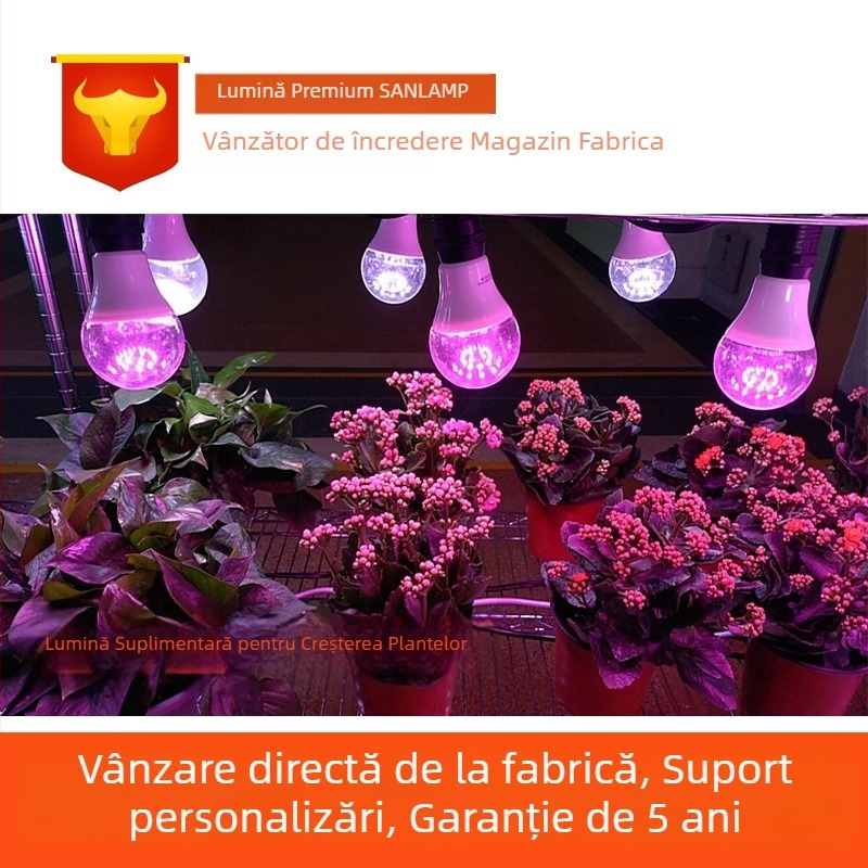 Lampa LED de creștere a plantelor pentru seră, bază E27, IP65 impermeabilă, 18 LED-uri, 220V, durată de viață 30.000 h