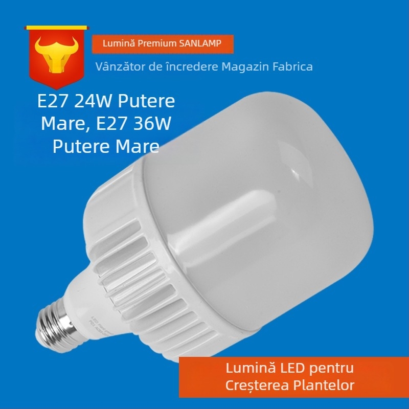 Lampa LED de creștere a plantelor pentru seră, bază E27, IP65 impermeabilă, 18 LED-uri, 220V, durată de viață 30.000 h