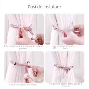 Kuyi șnururi de perdea cu perle, din material textil, stil modern minimalist, pereche