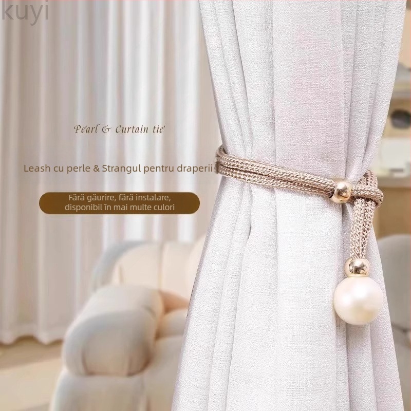 Kuyi șnururi de perdea cu perle, din material textil, stil modern minimalist, pereche