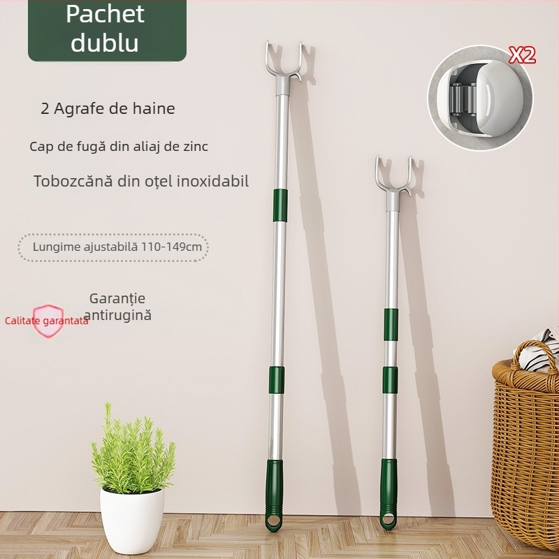 Bară extensibilă de uscat haine din aliaj de zinc pentru balcon