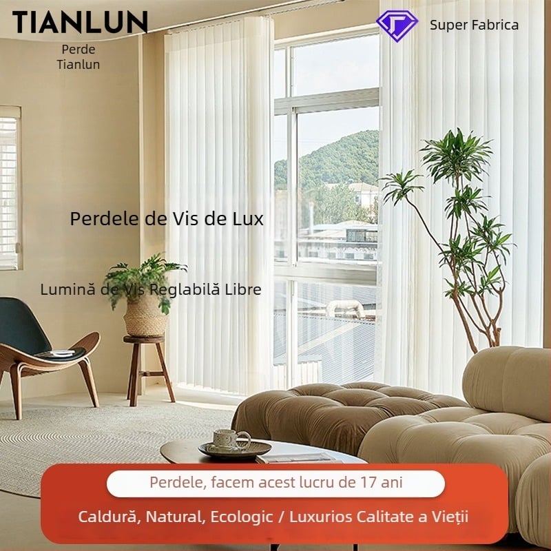 Cortine pentru balcon și living, poliester, semi-umbrire 40-70%, stil modern minimalist