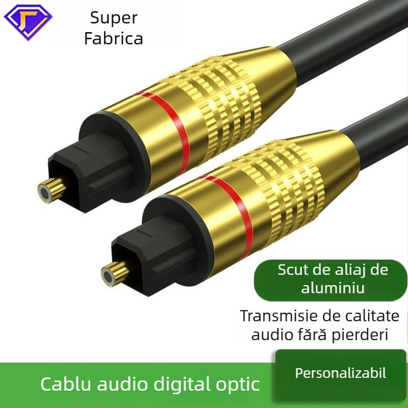 Cablu audio digital optic cu nucleu din fibră optică și mufe placate cu aur, pentru TV, DVD, PS4 și amplificator