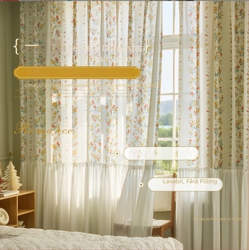 Dengtuo Draperie din poliester transparentă, stil lux ușor, pentru living, dormitor și balcon