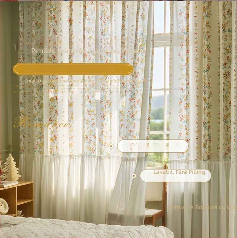 Dengtuo Draperie din poliester transparentă, stil lux ușor, pentru living, dormitor și balcon