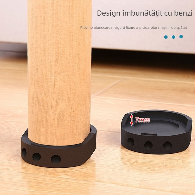 Discuri rotunde din plastic anti-derapant pentru mașina de spălat și mobilier, rezistente la umezeală, fără găuri, bază de înălțare (Material: Plastic; Funcție: Anti-slip; Utilizare: Mașină de spălat, mobilier; Formă: Rotundă; Fără găuri)