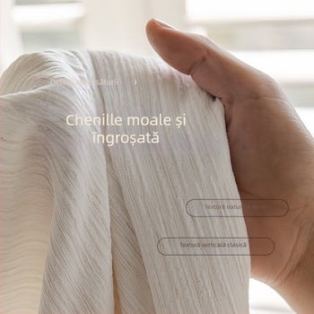 Perdele transparente din chenille poliester – stil modern minimalist pentru living, cu șină groasă și silențioasă