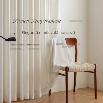Perdele transparente din chenille poliester – stil modern minimalist pentru living, cu șină groasă și silențioasă