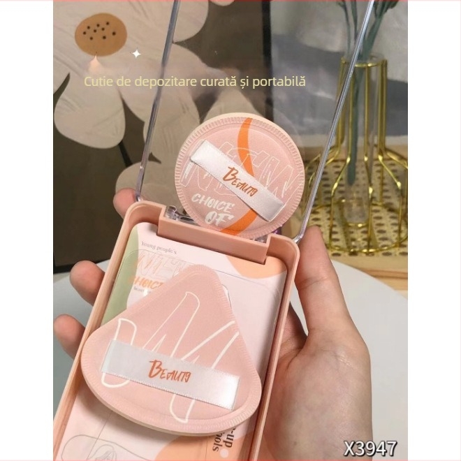 Snowmary Marshmallow Puff pentru pudră, în formă de ventilator și rotund, burete hidrofil non-latex cu înaltă elasticitate, utilizare uscată și umedă