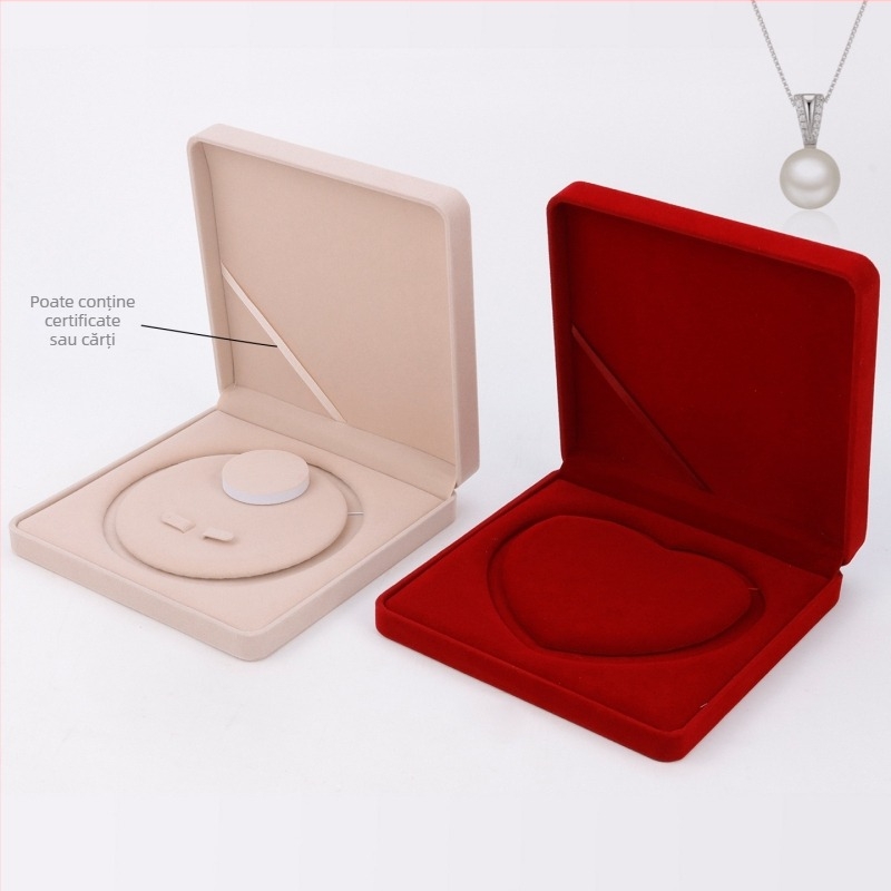 Cutie pentru bijuterii din catifea – set de trei piese pentru colier, cercei și brățară