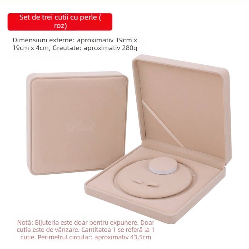 Cutie pentru bijuterii din catifea – set de trei piese pentru colier, cercei și brățară