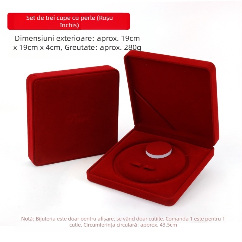 Cutie pentru bijuterii din catifea – set de trei piese pentru colier, cercei și brățară