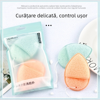 Set Marion de unelte de înfrumusețare: burete pentru spălarea feței, burete pentru îndepărtarea machiajului, burete de curățare, bandă de curățare a feței cu șnur — poliuretan hidrofili