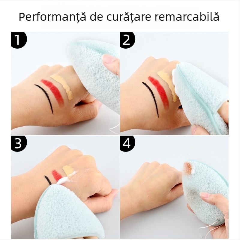 Set Marion de unelte de înfrumusețare: burete pentru spălarea feței, burete pentru îndepărtarea machiajului, burete de curățare, bandă de curățare a feței cu șnur — poliuretan hidrofili