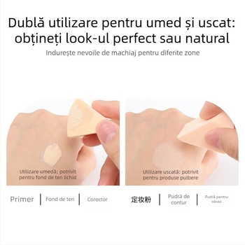 Burete de pudră de unică folosință, triunghiular pentru machiaj, utilizare uscată și umedă, material: burete, 15 bucăți pe pachet
