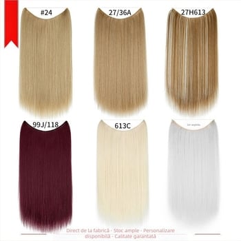 Perucă pentru femei cu păr drept, fibră rezistentă la temperaturi, model cu bandă din plasă, poate fi vopsită