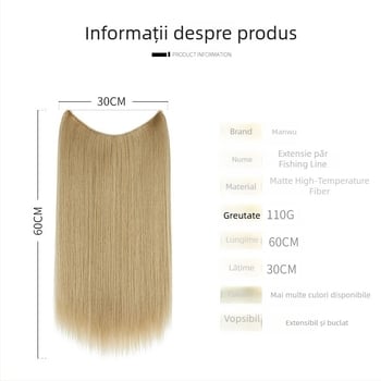 Perucă pentru femei cu păr drept, fibră rezistentă la temperaturi, model cu bandă din plasă, poate fi vopsită